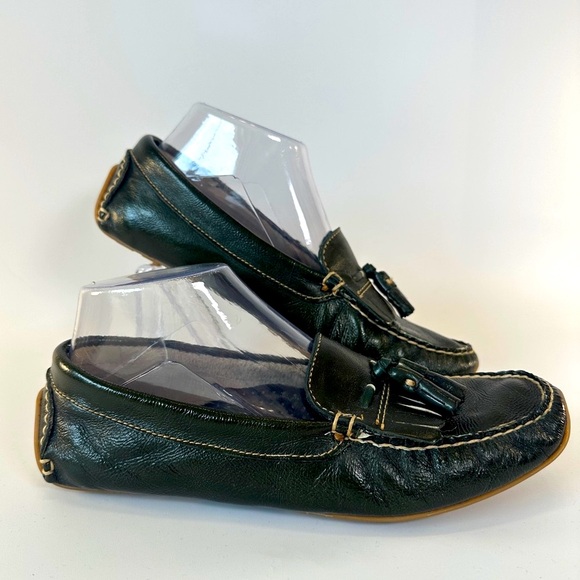 LL Bean 7.5 M Women’s Slip On Leather Dark Green Shoes Tassle Loafer‎ 0HJQ9 - Picture 1 of 9